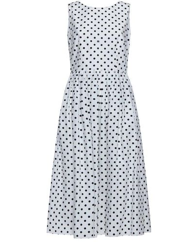 Dolce & Gabbana Polka-dot Printed Calf-length Circle Dress - White