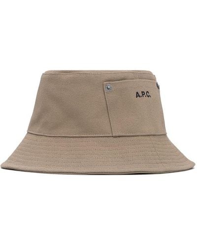 A.P.C. Logo-embroidered Wide Brim Bucket Hat - Natural