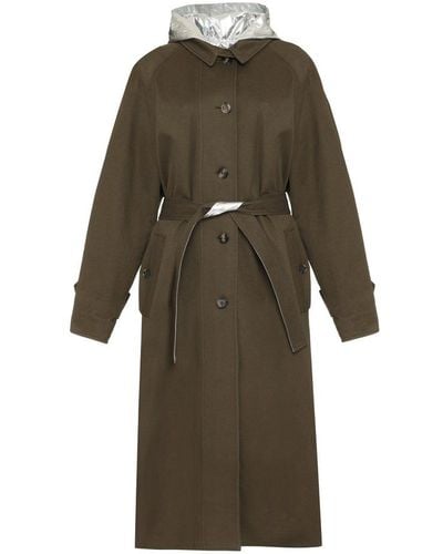 Rabanne Tied-waist Mid-length Trench Coat - Green