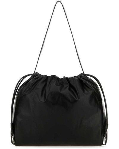The Row Drawstring Shoulder Bag - Black