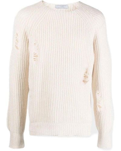 Societe Anonyme Ripped-detailed Crewneck Sweater - White