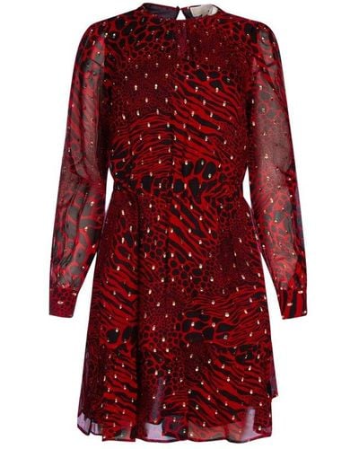 MICHAEL Michael Kors Crewneck Long-sleeved Dress - Red