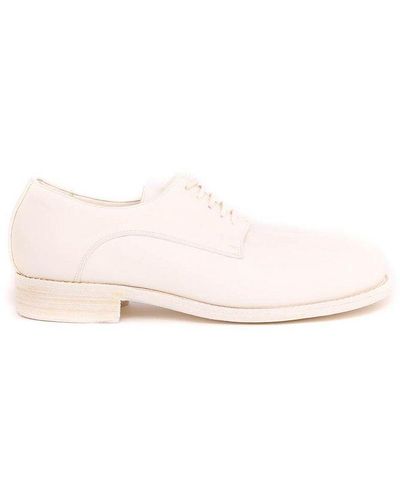 Guidi Lace Up Round Toe Aged Effect Shoes - White