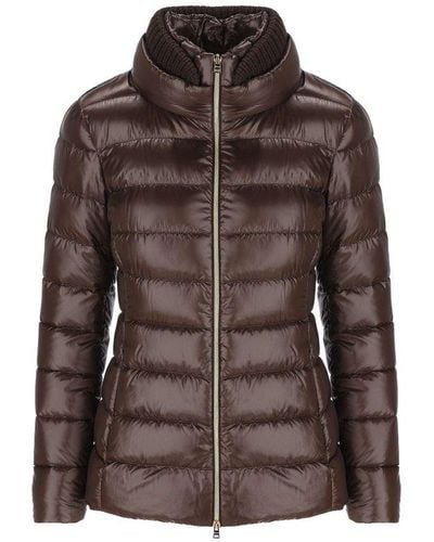 Herno Zip-up Quilted Padded Jacket - Brown