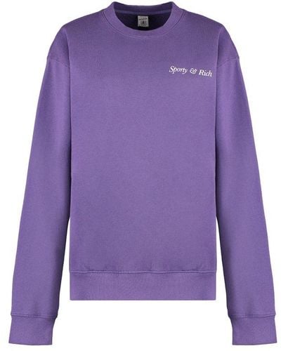 Sporty & Rich Logo Printed Crewneck Sweatshirt - Purple