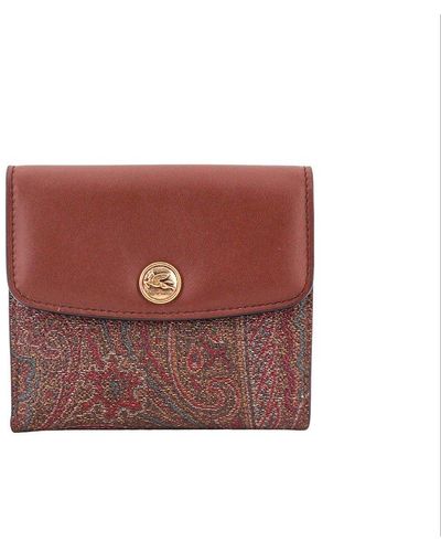 Etro Paisley Jacquard Fold-over Wallet - Red