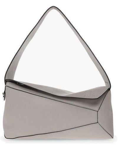 Loewe Small Leather Puzzle Hobo Bag - White