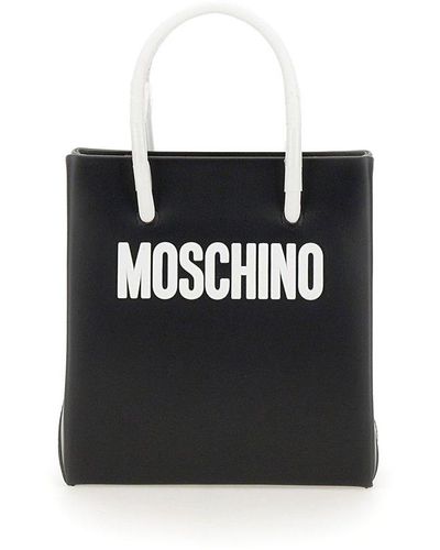 Moschino Logo Detailed Mini Tote Bag - Black