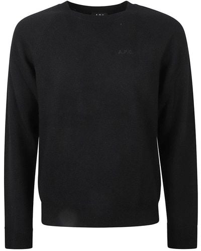 A.P.C. Elle Logo Embroidered Knitted Pullover - Black