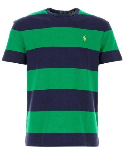 Polo Ralph Lauren Logo Embroidered Striped T-shirt - Green