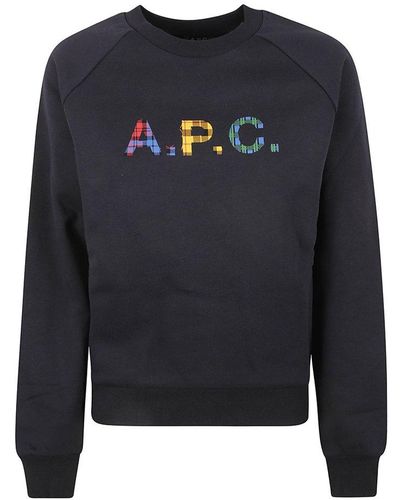 A.P.C. Logo Printed Crewneck Sweatshirt - Blue