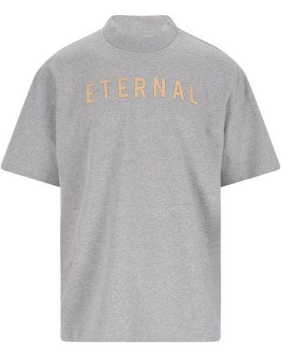 Fear Of God Eternal Logo Flocked Crewneck T-shirt - Gray