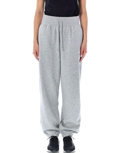 Nike Logo Embroidered Drawstring Trousers - Grey