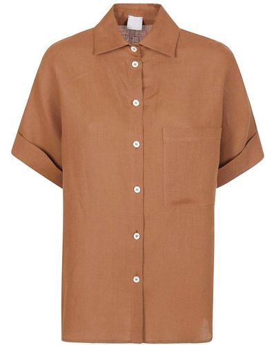 Eleventy Short-sleeved Button-up Shirt - Brown