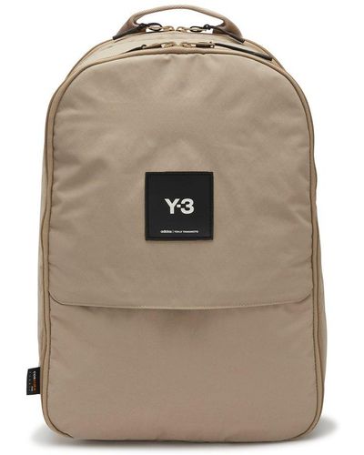 Y-3 Tech Logo Patch Zipped Backpack - Natural