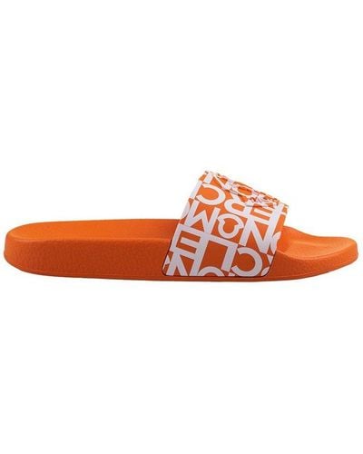 Moncler Jeanne Logo Embossed Slides - Orange