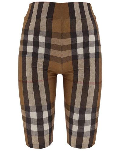 Burberry Checked Knee Length Cycling Shorts - Multicolour