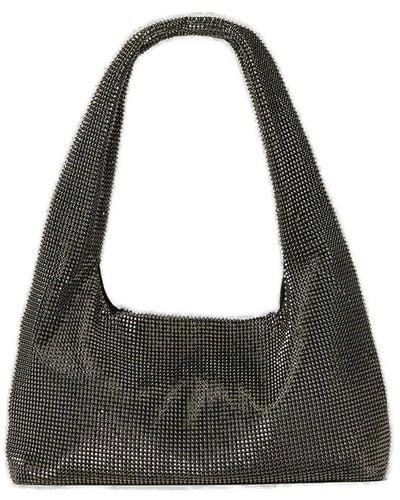 Kara Rectangle Shaped Embellished Shoulder Bag - Black