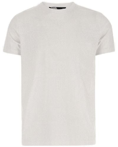 Karl Lagerfeld Cotton T-Shirt With All-Over Logo - White