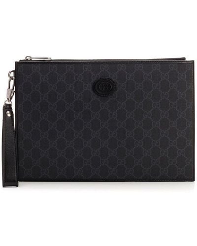 Gucci GG Zipped Clutch Bag - Black