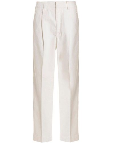 Zegna High-waist Pleated Tapered Leg Jeans - White