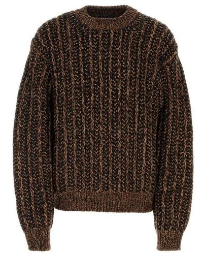 Prada Crewneck Knitted Sweater - Brown