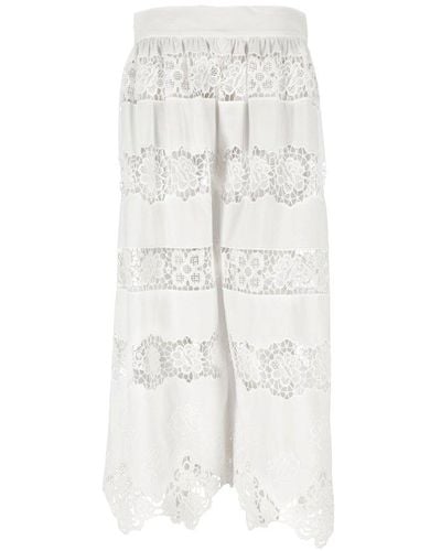 Dolce & Gabbana Floral-lace Detailed Culottes - White
