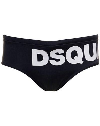 DSquared² Logo Printed Swim Briefs - Black