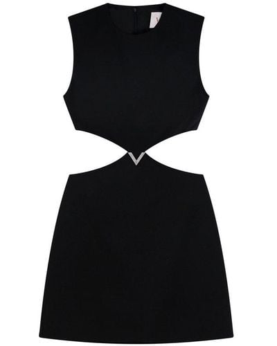 Valentino Crepe Couture Cut-out Sleeveless Dress - Black