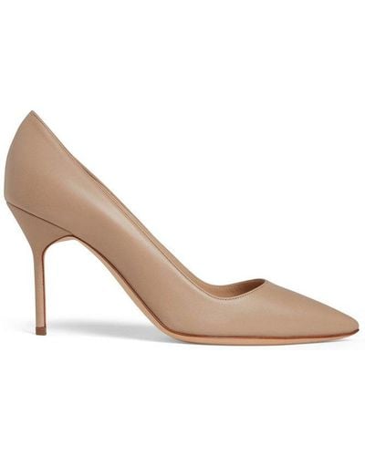 Manolo Blahnik Bb Pointed-toe Slip-on Court Shoes - Natural