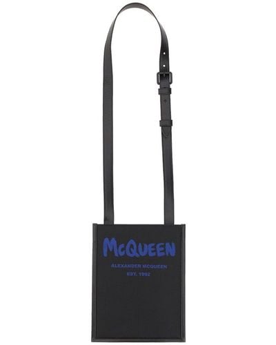 Alexander McQueen Smartphone Bag With Graffiti Logo - Black