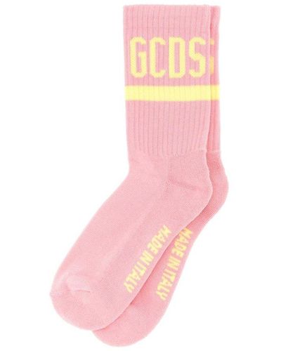 Gcds Logo Intarsia Knit Socks - Pink