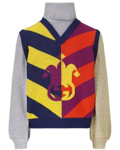 Gucci Striped Jacquard Knitted Sweater - Multicolour
