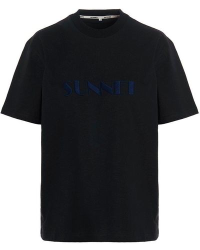 Sunnei Logo-embroidered Crewneck T-shirt - Blue