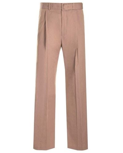 Dries Van Noten Belted Tailored Trousers - Natural