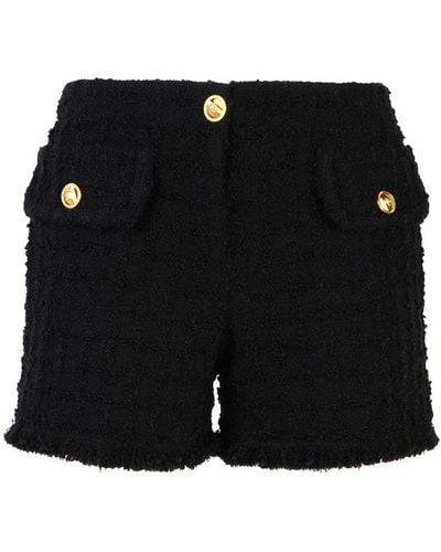 Versace Fringed Hem Blend Shorts - Black