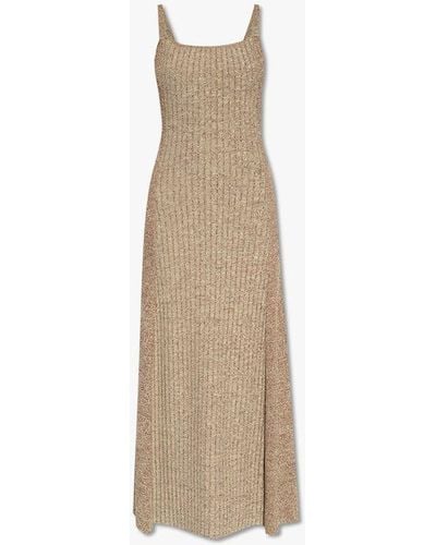 Ganni Ribbed-knit Midi Dress - Gray