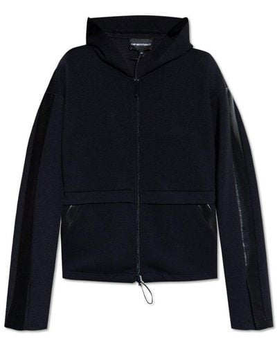 Emporio Armani Hoodie With Two-Way Zip - Blue