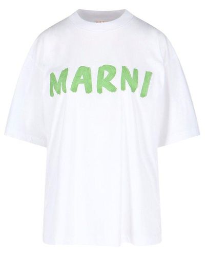 Marni Logo Printed Crewneck T-shirt - Blue