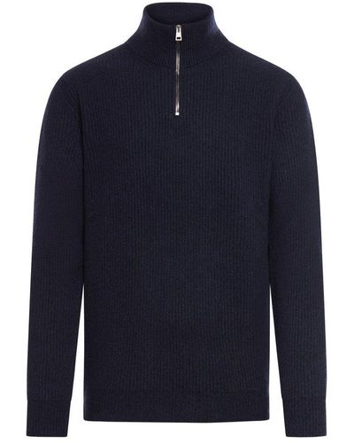 Roberto Collina Quarter Zip Knit Sweater - Blue