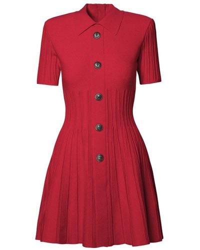 Balmain Fuchsia Viscose Blend Dress - Red