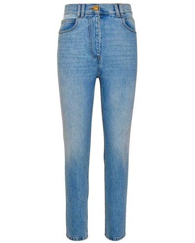 Balmain Cotton Denim Slim Jeans - Blue