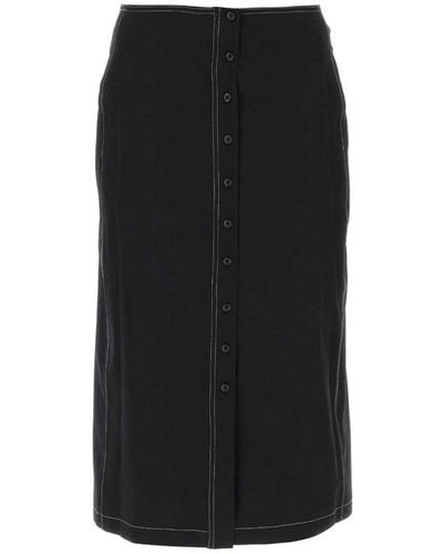 Low Classic Tonal Stitched High Waist Skirt - Black