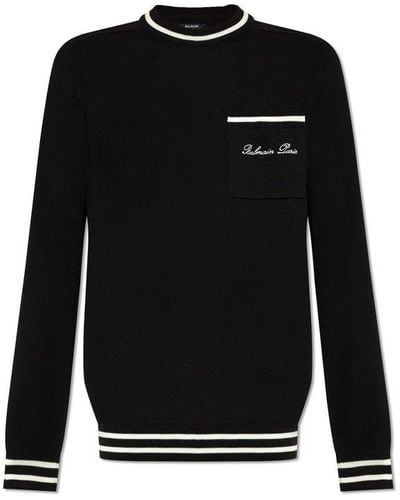 Balmain Wool Sweater, - Black