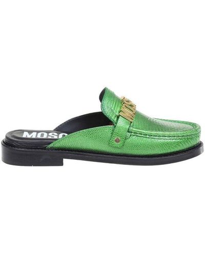 Moschino Moccasin In Colour Leather - Green