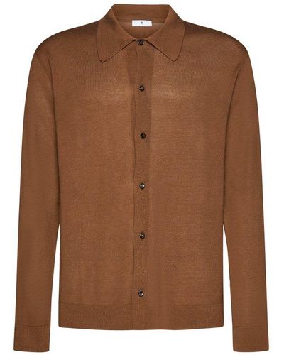 PT Torino Long Sleeved Buttoned Knitted Cardigan - Brown