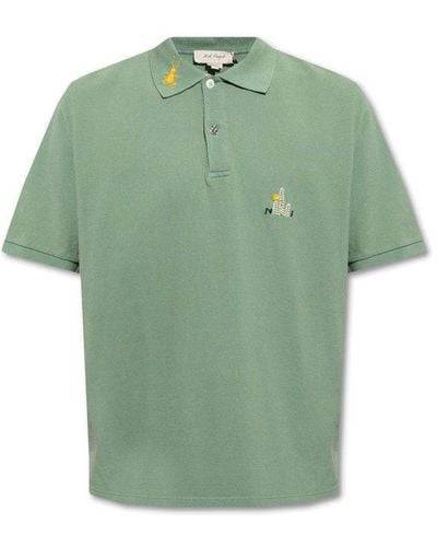 Nick Fouquet Motif-embroidered Short-sleeved Polo Shirt - Green