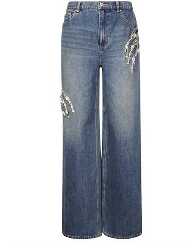 Area Claw Cut Wide-leg Jeans - Blue