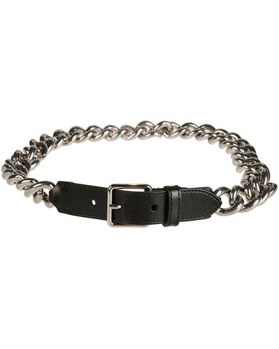 Alexander McQueen Single Belt With Chain - Black