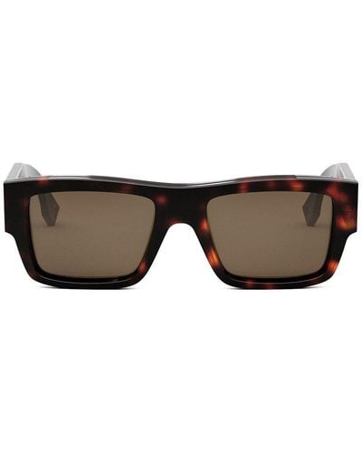 Fendi Rectangular Frame Sunglasses - Brown